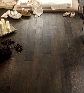 New wood-look tile gives you all the warmth and texture of wood but in a durable ceramic tile.