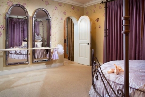 Our precious remodel for a little girl's bedroom included a ballet barre.